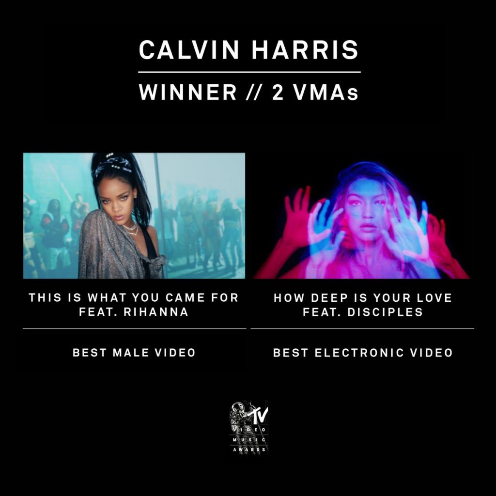 Calvin Harris Wins Two Awards at the MTV Video Music Awards - By The Wavs